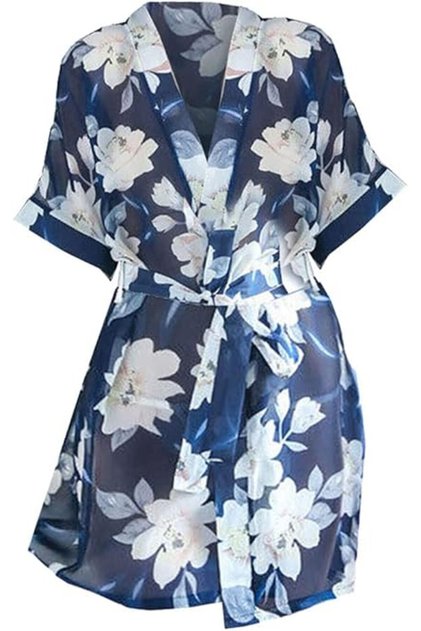 Sexy Kimono Robe Femme Floral Satin Nightdress Sleepwear M24