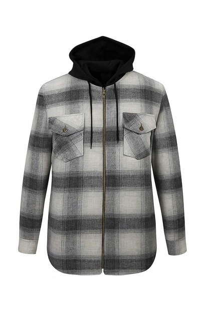 Large Size Hooded Lumberjack Sweat Plaid (Wide Comfortable Fit)