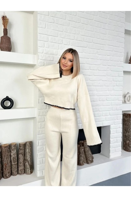 Women's Knitwear Double Set Relaxed Fit Beige
