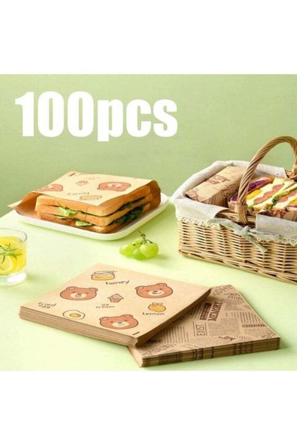 100pcs Kraft Paper Packing Bags,Sandwich Packing Bags