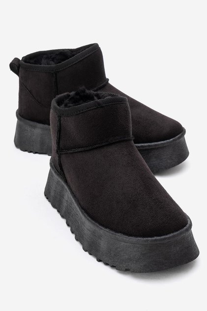 High-Sole Mini Boots Black