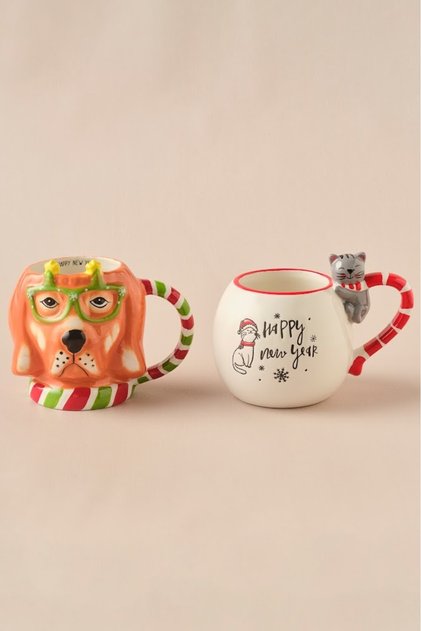 New Year Yılbaşı Animal Dog & Cat 2'li Mug Seti