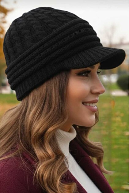 Women's Double Layered Knitted Beanie Knitwear Beanie