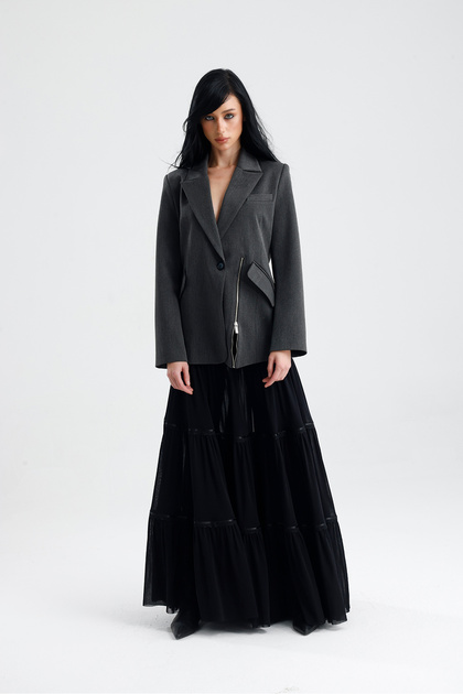 Ravello Stylish Polyviscon Jacket with Zipper Detail