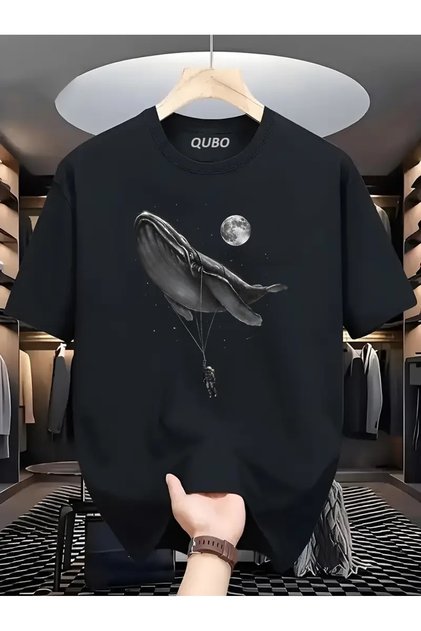qubo Unisex Oversized Printed Cotton Crew Neck Short Sleeve T-shirt