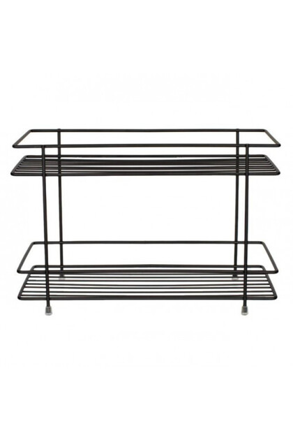 Suport metalic pentru condimente, 2 niveluri, 32,5 x 15,5 x 21,5 cm, negru