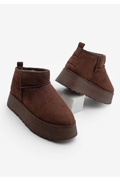 Women's Thick Sole Fur Lined Half Suede Boots