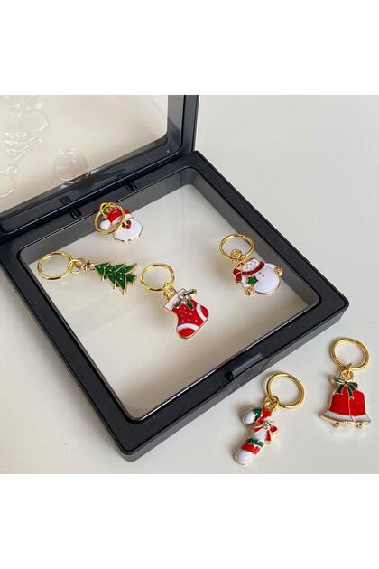 Metal Yılbaşı Christmas Figürlü İlmek Bekletme Broş Seti