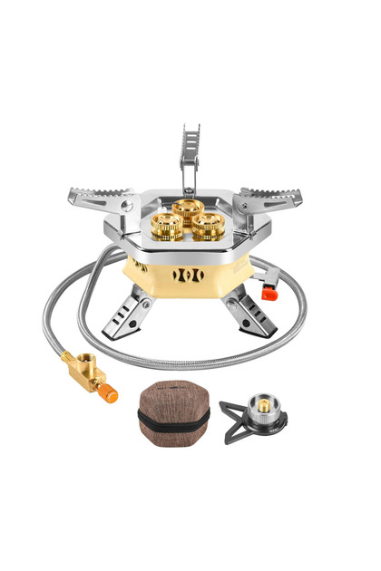 Portable Camping Gas Stove 3 Burner TC-DF-10 with Gas Bottles Adapter for camping & backpacking