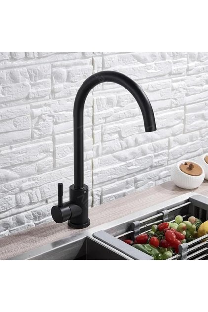 Baterie Monocomanda Pipa Pivotanta Cartus Ceramic Inox Negru Satin Racorduri Kit Fixare Incluse
