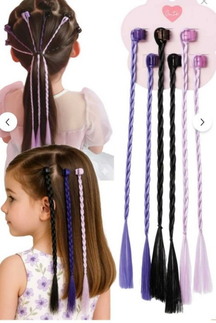 Purple Colored Braided Hair Clip Set 6 Pieces