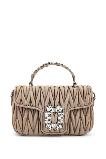 Women's Faux Leather Taupe Shoulder Bag