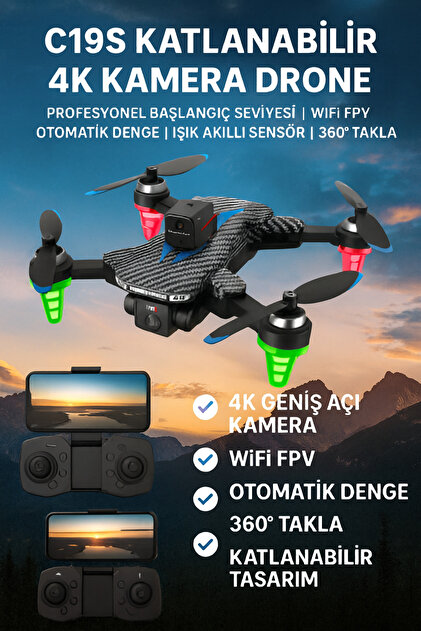 ドローン　drone 4K HD Genel Markalar C19S Katlanabilir Drone | 4K HD Kamera | WiFi FPV