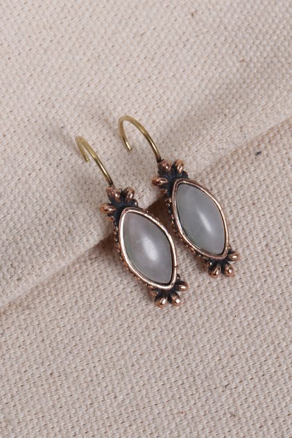 White Quartz Stone Authentic Earrings