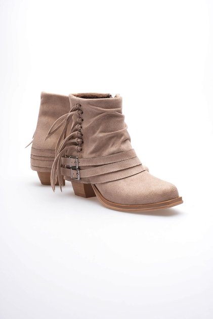 Women's Suede Boots Drawstring Heels Tasseled Mink Ferra