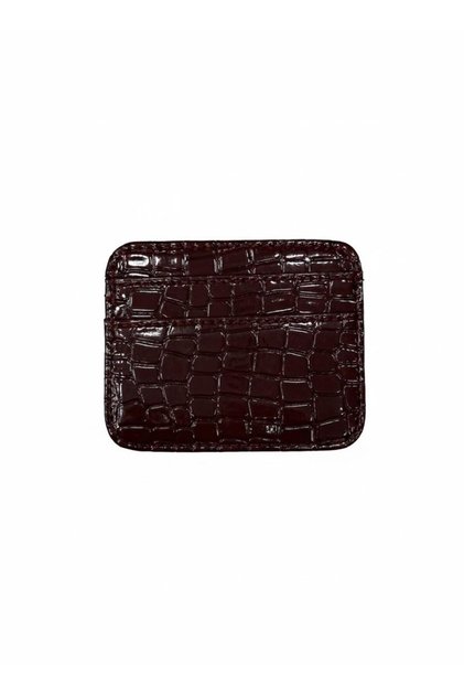 Croco Pattern Shiny Faux Leather Double-Sided Women's Card Holder (Shipped in Box)