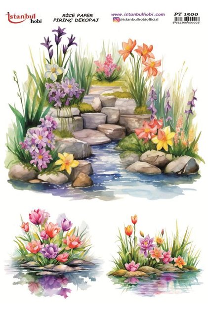 Brass Decoupage Paper 30X42Cm Pt-1500 Lake Landscape