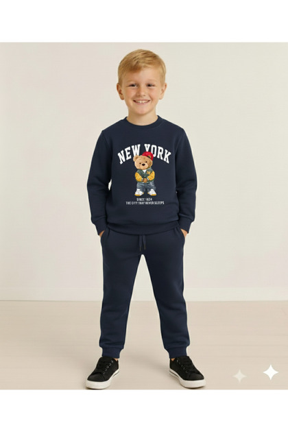 Boy's Long Sleeve 3 Thread Fleece-Lined Winter Sweatshirt / Tracksuit Set