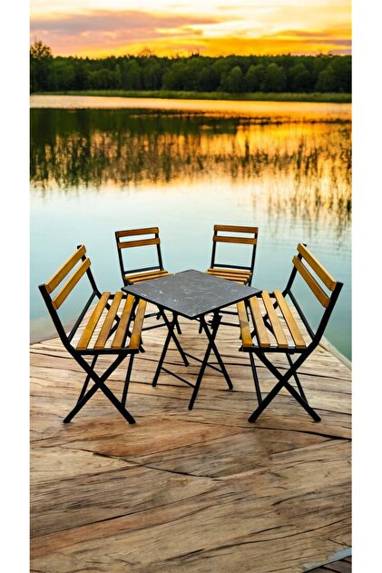 Modern 2-2-1-1 Balkon Bahçe Mutfak Bistro Set Katlanır Masa-sandalye 6 kişilik