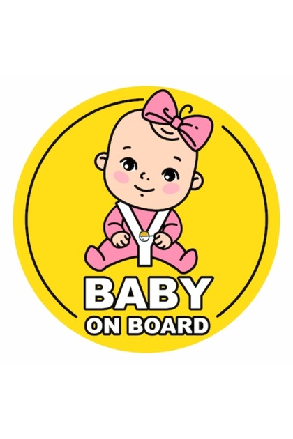 Sticker auto, baby on board, fetita in centura, 15cm