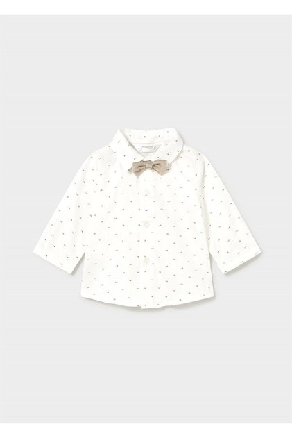 Baby Boy Bow Tie Shirt Beige 2196