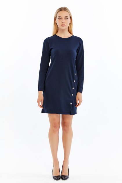 Women's Long Sleeve Dress Modal Fabric Stretch Fabric Button Detail