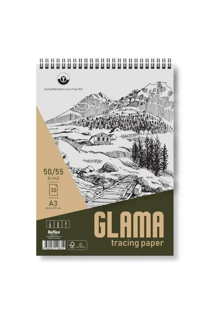 Glama Tracing Paper Drawing Sketchbook A3 50/55 Gr. 30 Sheets