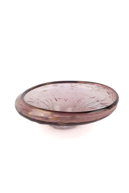 Pembe Simli Cam Dekoratif Tabak 33x12cm