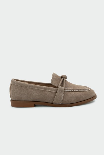 Onapy Mink Suede Flat Sole Knot Detailed Shoes