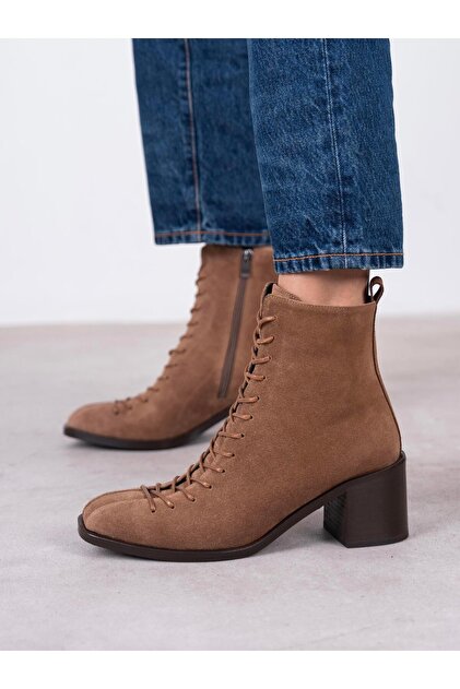 Hensy Camel Süet Hakiki Deri Kadın Bot