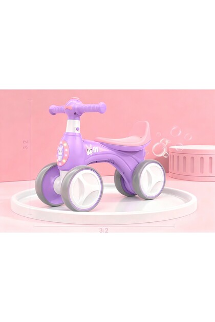 Bicicleta copii fara pedale cu muzica, lumini si baloane de sapun Mov