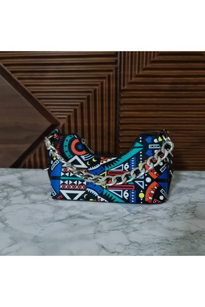 Crocodile Double Strap Shoulder Hand and Crossbody Women's Bag with Metal Chain Detail