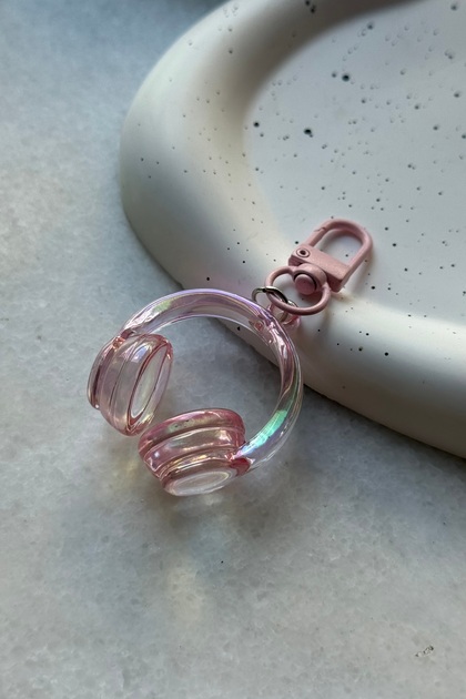 Pembe Kulaklık Çanta Aksesuarı Anahtarlık