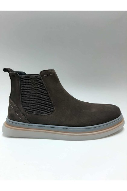 Genuine Leather Nubuck Transparent Sole Chelsea Model Brown Winter Men's Boots