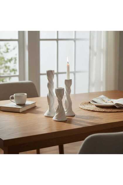 Twisted Ceramic Candle Holder (Set of 3)