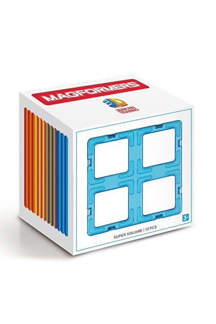 Joc magnetic de constructie Super Square Set - 12 piese in forma de patrat
