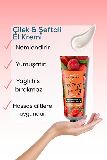 Jimena Natural Şeftali Çilek Kokulu El ve Vücut Nemlendirici Krem