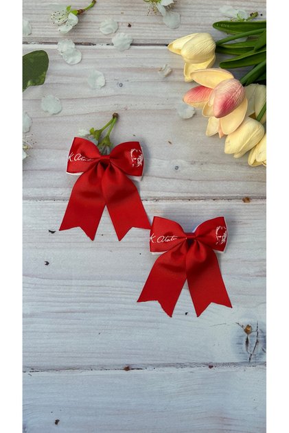 Ataturk Patterned Ribbon Hair Clip - 2 Pieces with Clips/ October 29, May 19, April 23 Clip