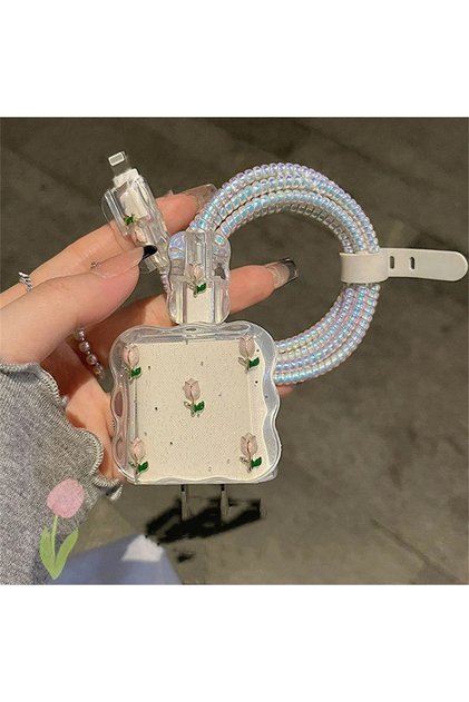 18W/20W/25W Uyumlu Şarj Kılıfı – Örme Kablo Toparlayıcı, Kablo Koruyucu ve Düzenleyici Aparat