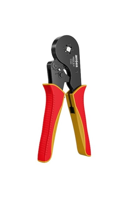 Clește de sertizare HSC8 16-4 roșu-galben, cu 4 bacuri pentru pini de terminale electrice 0,08–16 mm²