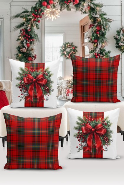 Seria de Anul Nou, set de cu imprimeu huse de pernă digitale cu două fețe (Christmas Noel Cushion Cover)