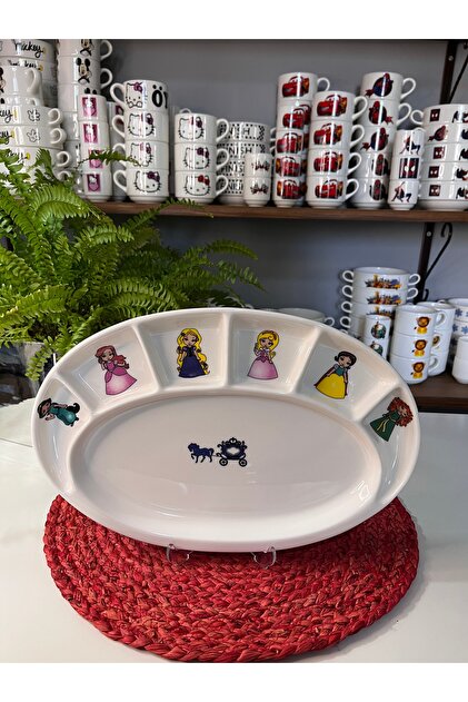 TEBAK COLLECTION Prenses model 7 bölmeli porselen kahvaltı tabağı