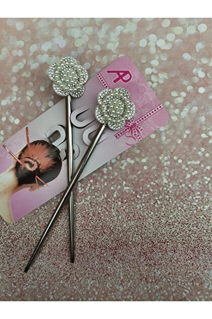 2-Piece Pearl Detailed Silver Color Pen Buckle Japanese Buckle