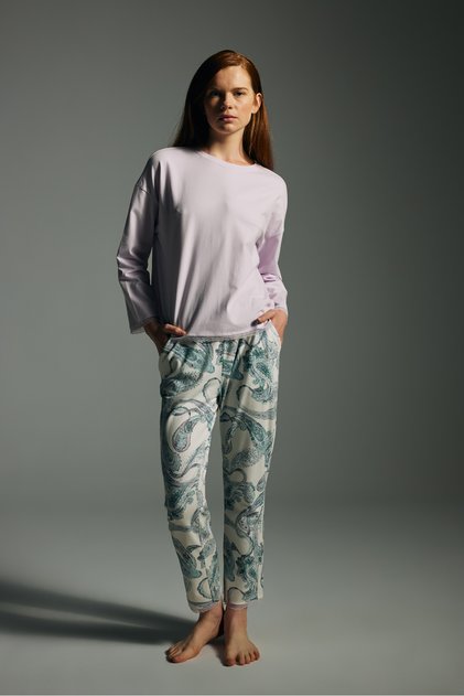 Kadın Pamuklu Uzun Kollu Pijama Takımı