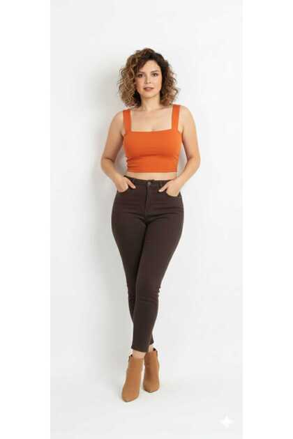 Alera Brown Narrow Leg High Waist Comfortable Skinny