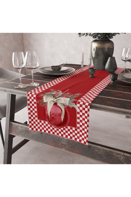 Velvet Textured Christmas Themed Runner 40X140 cm