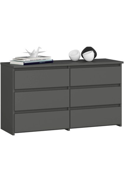 Comodă cu 6 sertare, PAL laminat, 100x35x57 cm, gri