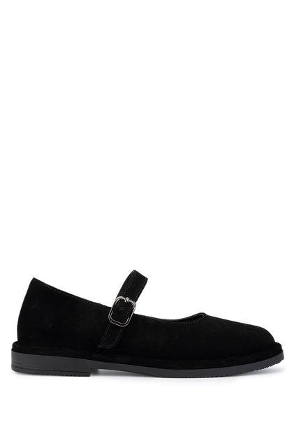 Women's Genuine Leather Black Suede Casual Shoes