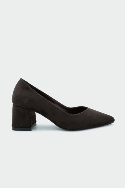 Fiona Bitter Brown Suede Women's Thick Heeled Shoes