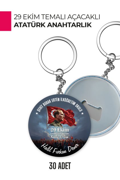 October 29Th Ataturk Themed Keychain with Opener |   Republic Day Gift Product